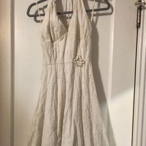 Vintage Lace Halter Dress with floral detailing